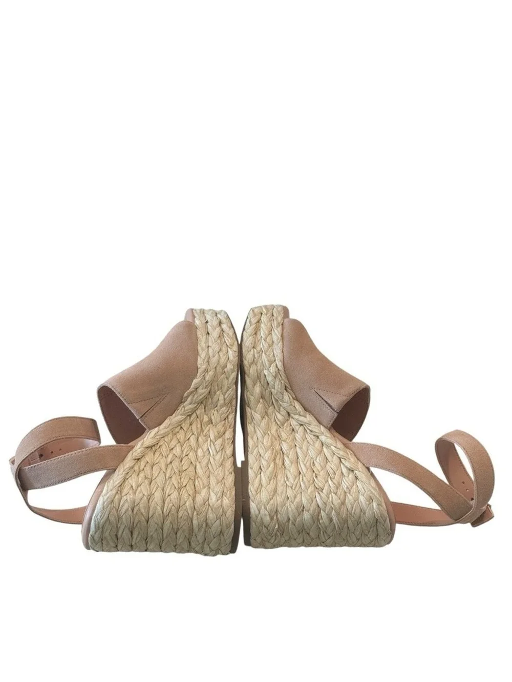 Marc Fisher LTD Nelly Espadrille Wedge Sandals Blush Suede Ankle Strap Size 8M